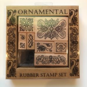 HERO ARTS ORNAMENTAL Flourishes Wood Block Rubber Stamp Set of 8 RARE! #2403R